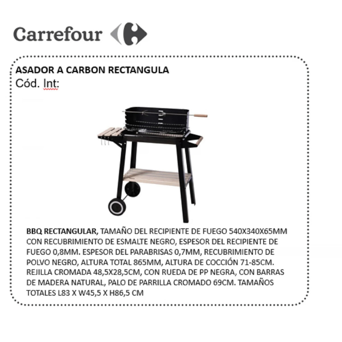 Barbacoa Prostokątny Czarny Samochód 83x45,5x86,5 cm