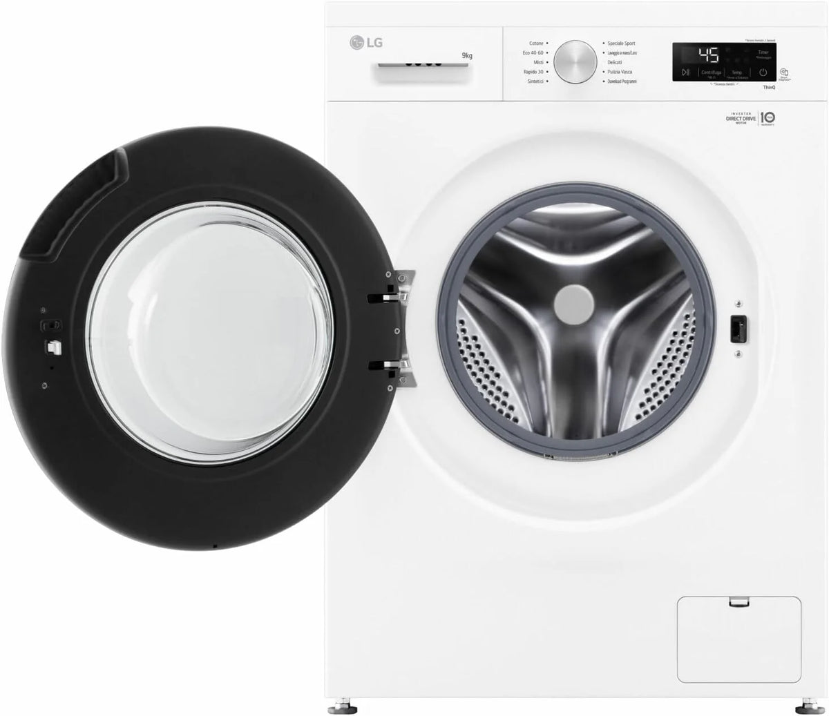 LG F4NX1009NWB pralka 9 kg z ładowaniem przednim serii X1, klasa A, 1400 obrotów, Wi-Fi, 6 Motion Direct Drive, Allergy Care do prania parowego, wolnostojąca, Essence White