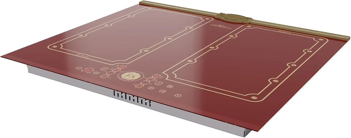 Kaiser KCT 6192 FI RotEm płyta indukcyjna 60 cm • 8 elementów grzewczych: 4 × 2 indukcyjne strefy grzewcze • FREE ZONE z 2 strefami indukcyjnymi Flex • Bordeaux szkło ceramiczne z antycznym złotym