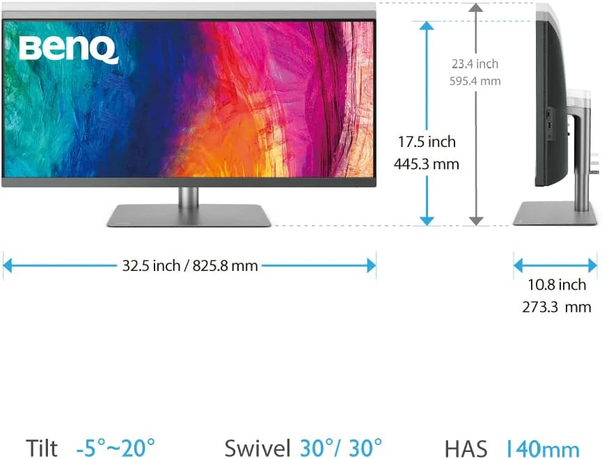 BenQ PV3200U 32 monitor 4K UHD do edycji wideo, 95% DCI-P3, 100% Rec.709/sRGB, audio 2.1, USB-C 65W, kompatybilny z komputerami Mac, kalibracja fabryczna i oprogramowanie, ergonomiczny uchwyt
