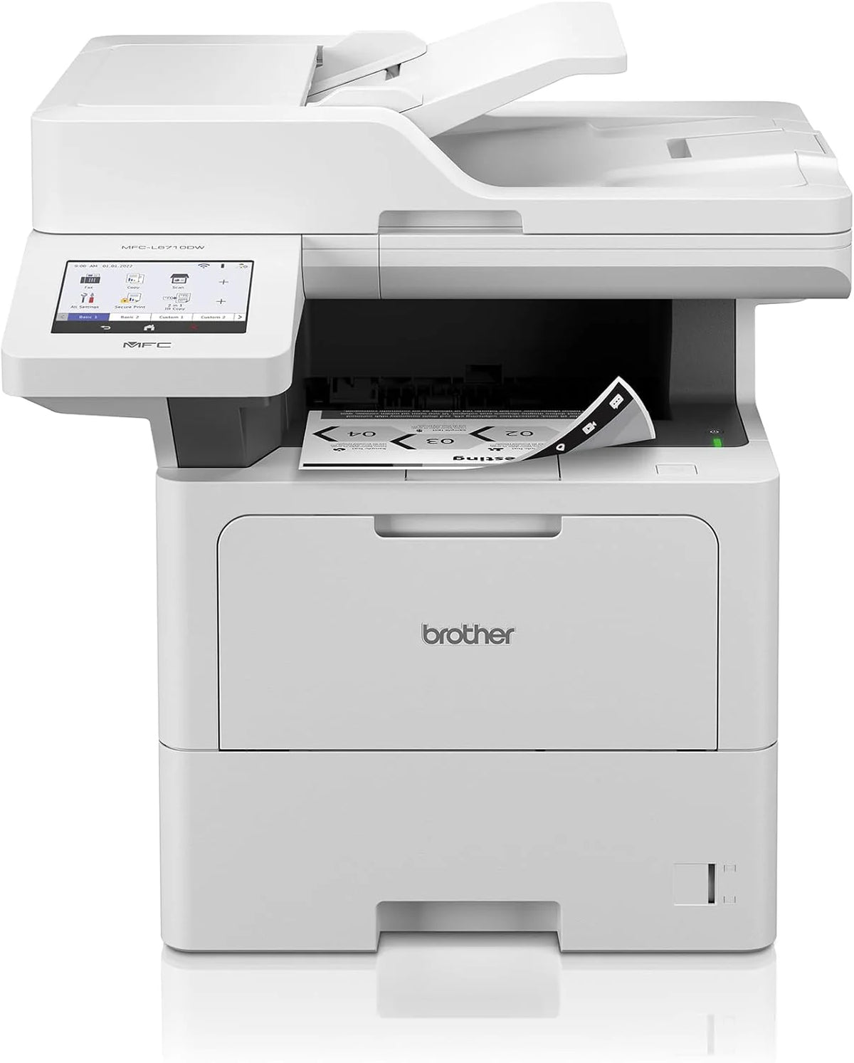 Brother Mfcl6710Dw Monochromatyczna drukarka laserowa 4 w 1, 50 Ppm, drukowanie i skanowanie twarzy, automatyczne retro, wyświetlacz dotykowy Da12, 7 Cm, przewodowa łączność i WIFI