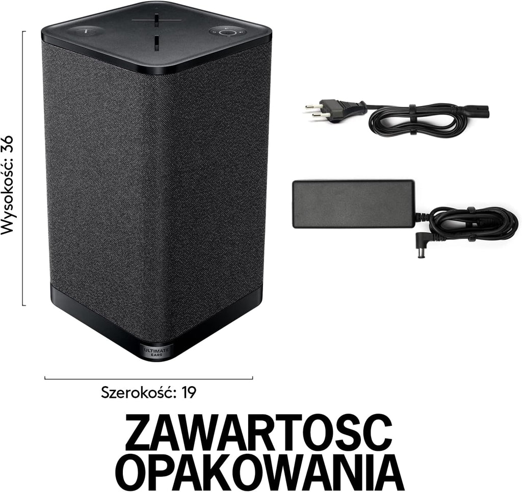 ULTIMATE EARS HYPERBOOM, przenośny bezprzewodowy głośnik Bluetooth, głośny głośnik, głęboki bas, wodoodporny zgodnie z IPX4, zasięg 45 m, czarny