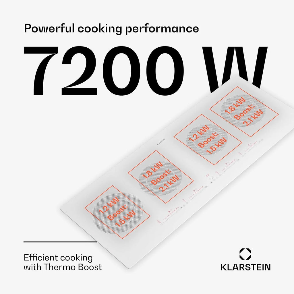 Klarstein Płyta indukcyjna z 5 płytami, 90 cm, płyta szklano-ceramiczna, 9600 W, 4 płyty grzewcze, sterowanie dotykowe i ochrona przed przegrzaniem, wydajna