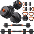 FEIERDUN Regulowane hantle, zestaw hantli o wadze 13,6 kg ze złączem, zestaw hantli 4 w 1, używany jako sztanga, kettlebell, stojak push-up, ćwiczenia fitness do domowej siłowni odpowiednie dla