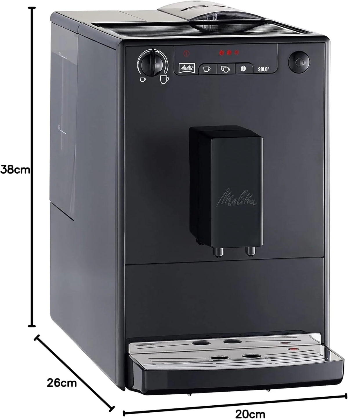 Melitta E 950-222 Caffeo Solo Automatyczny Ekspres do Kawy, 1400 W, 1,2 Litra, Czarny/Srebrny
