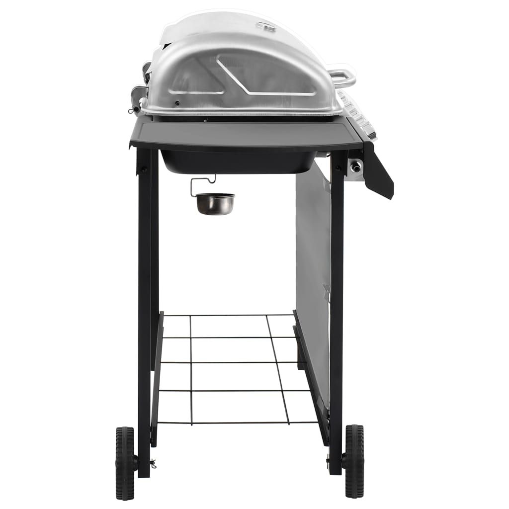 Grill gazowy VidaXL z 6 palnikami, czarno-srebrny