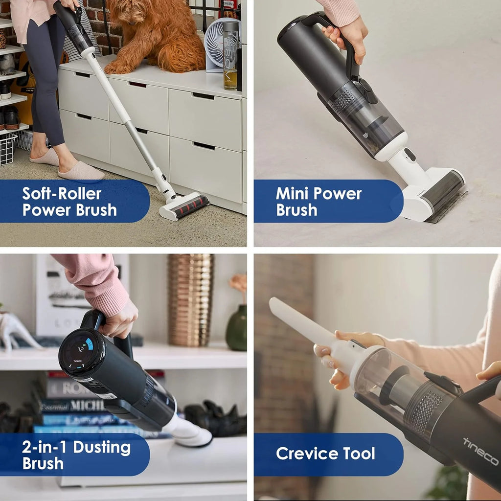 Tineco FLOOR ONE S5 Inteligentny bezprzewodowy odkurzacz na mokro i na sucho i mop do twardych podłóg, cyfrowy wyświetlacz, długi czas pracy, doskonały do lepkiego bałaganu i sierści zwierząt
