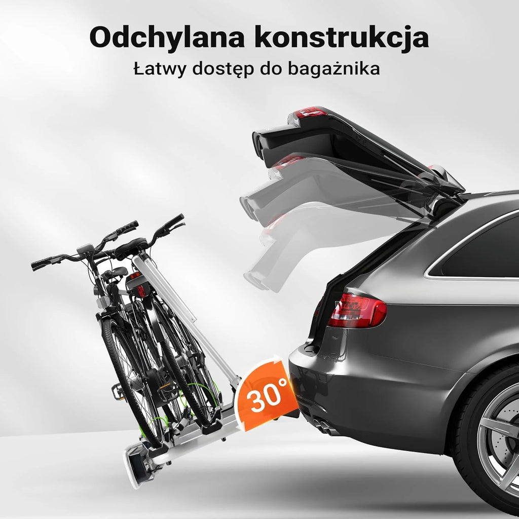 Wiltec Bagażnik na 2 rowery na hak o nośności do 60 kg, składany i odchylany bagażnik rowerowy, do szerokość opon rowerowych 20-80 mm