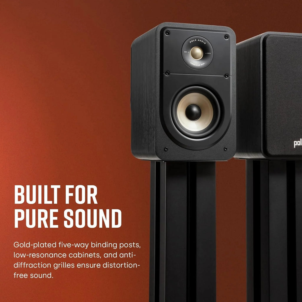 Polk Audio Signature Elite ES15 Głośniki do regału na książki, głośniki HiFi do systemu dźwięku kina domowego, Hi-Res Audio - czarne