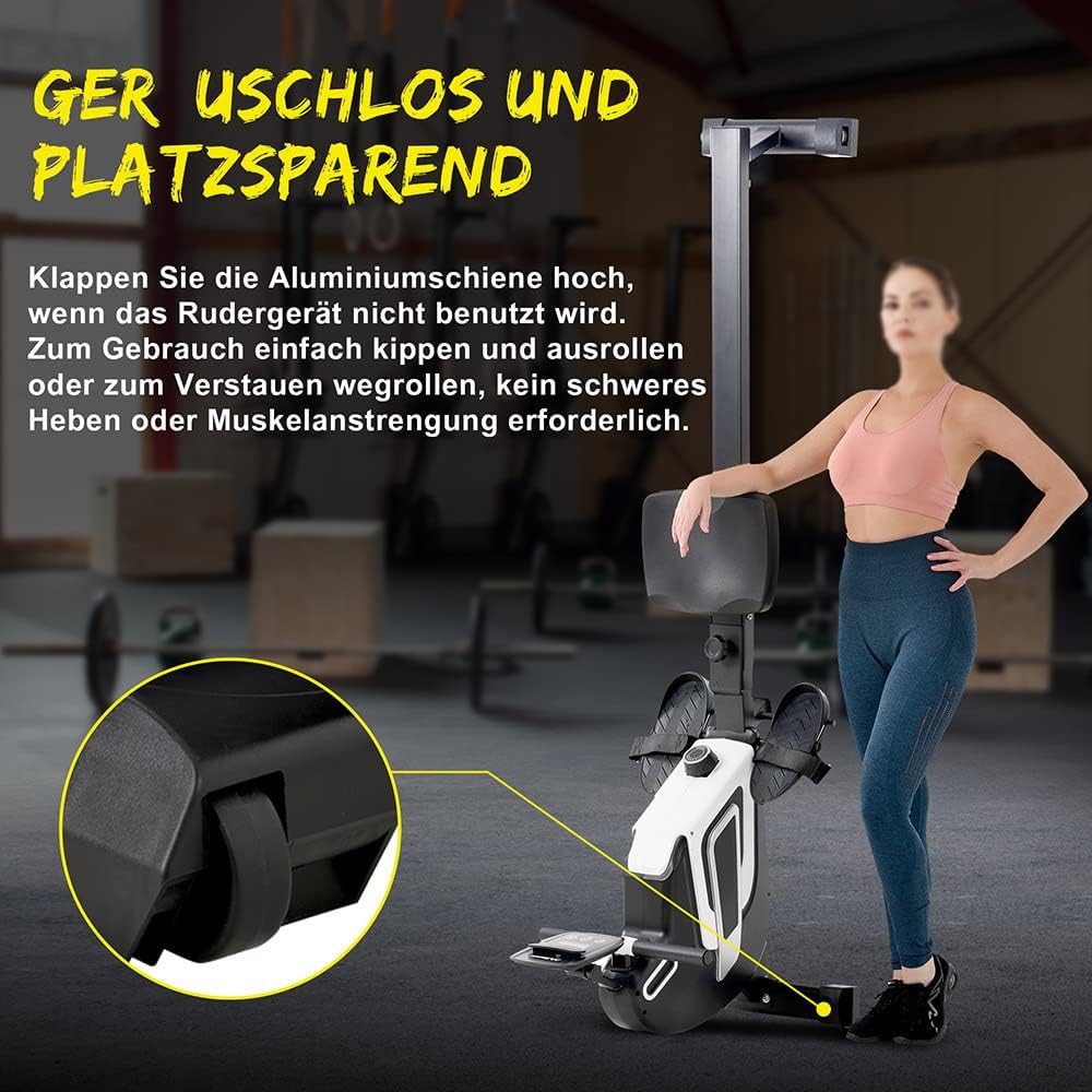 Wioślarz magnetyczny, Wioślarz do treningu w domu, Wioślarz z 14 oporem magnetycznym, Wioślarz do domu składany, Wyświetlacz LCD do 150 kg do fitnessu w domu.