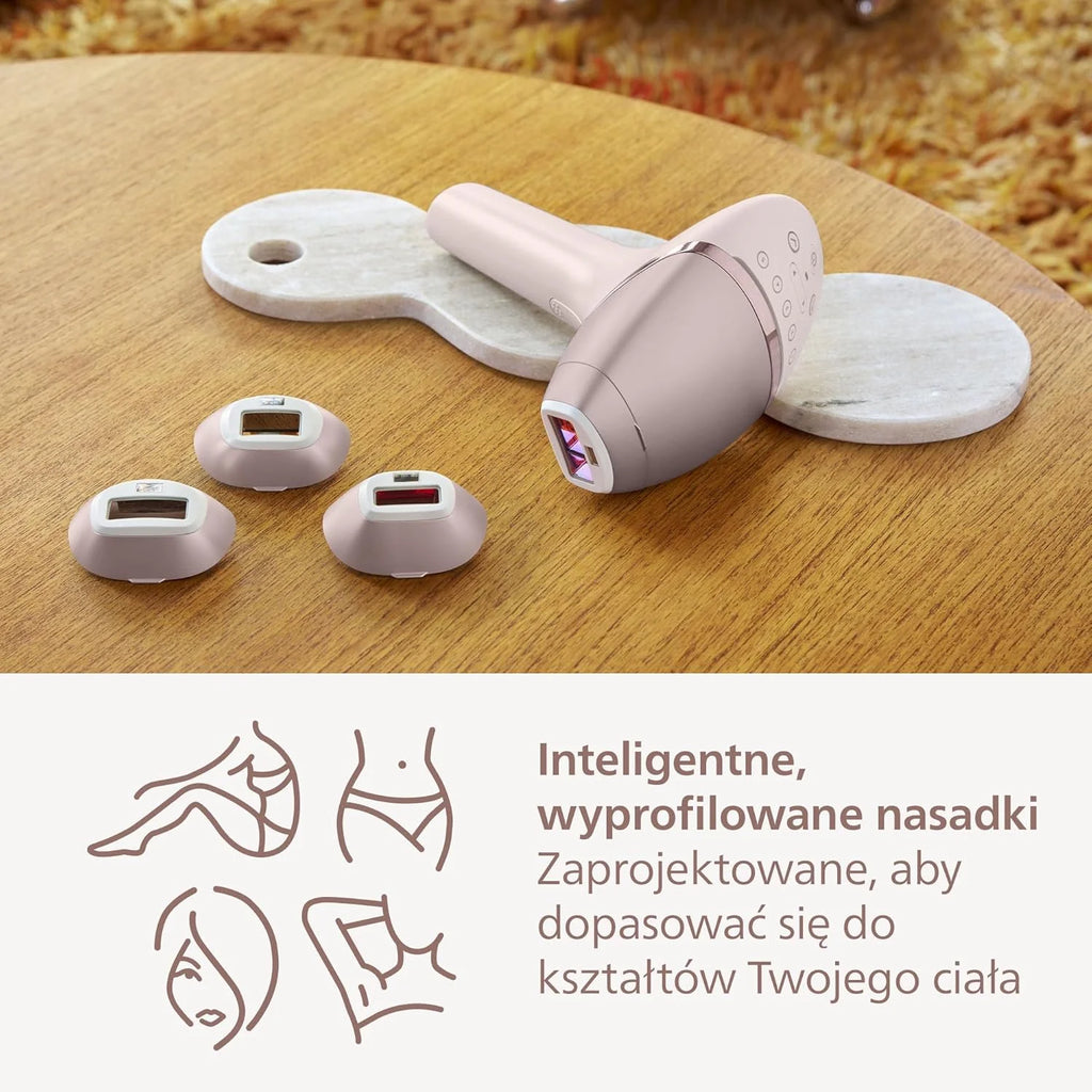 Philips Lumea Urządzenie IPL z serii 9000 — urządzenie do usuwania włosów, alternatywa dla laserowego usuwania włosów, technologia SenseIQ, 4 nasadki: do ciała, BRI957/00