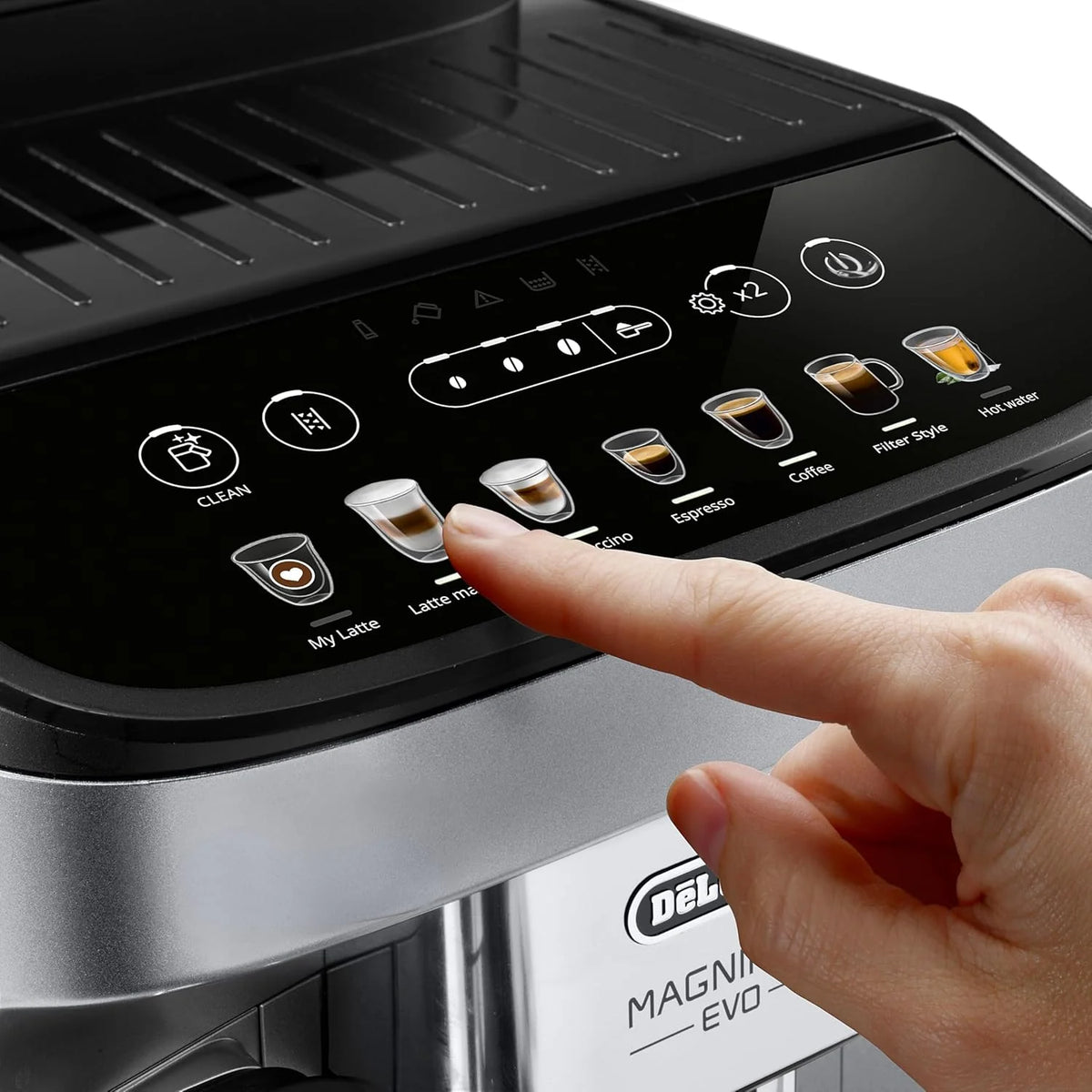 De'Longhi Magnifica Evo ECAM292.81.SB, w pełni automatyczny ekspres do kawy z systemem mlecznym, 7 przycisków bezpośredniego wyboru do cappuccino, espresso i innych specjałów kawowych, panel