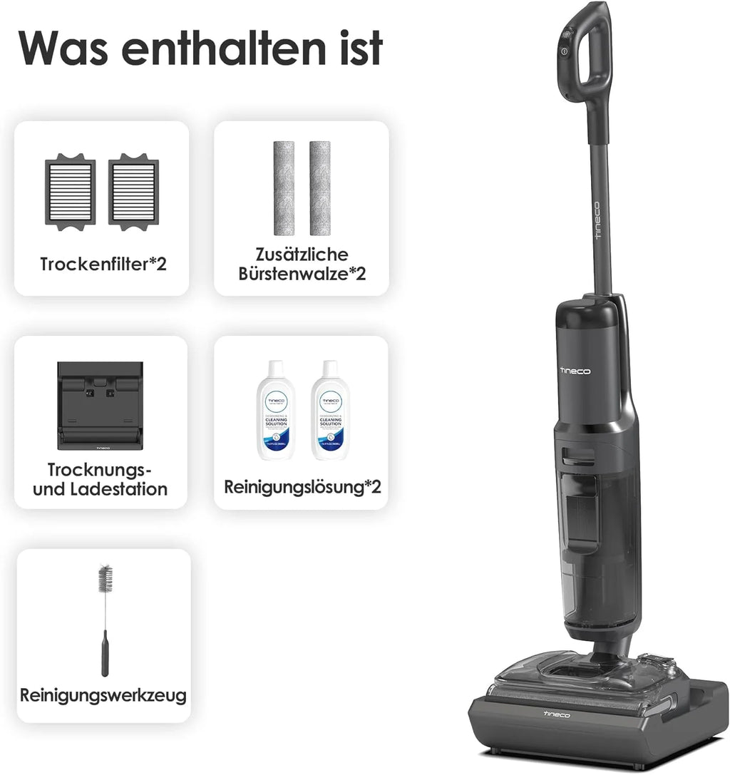 Tineco Floor ONE S7 Stretch Ultra Bezprzewodowy Odkurzacze na sucho i mokro, zapobiegająca splątaniu 180°, czas pracy 50 minut, samooczyszczanie Flashdry 85℃, dwustronne czyszczenie krawędzi