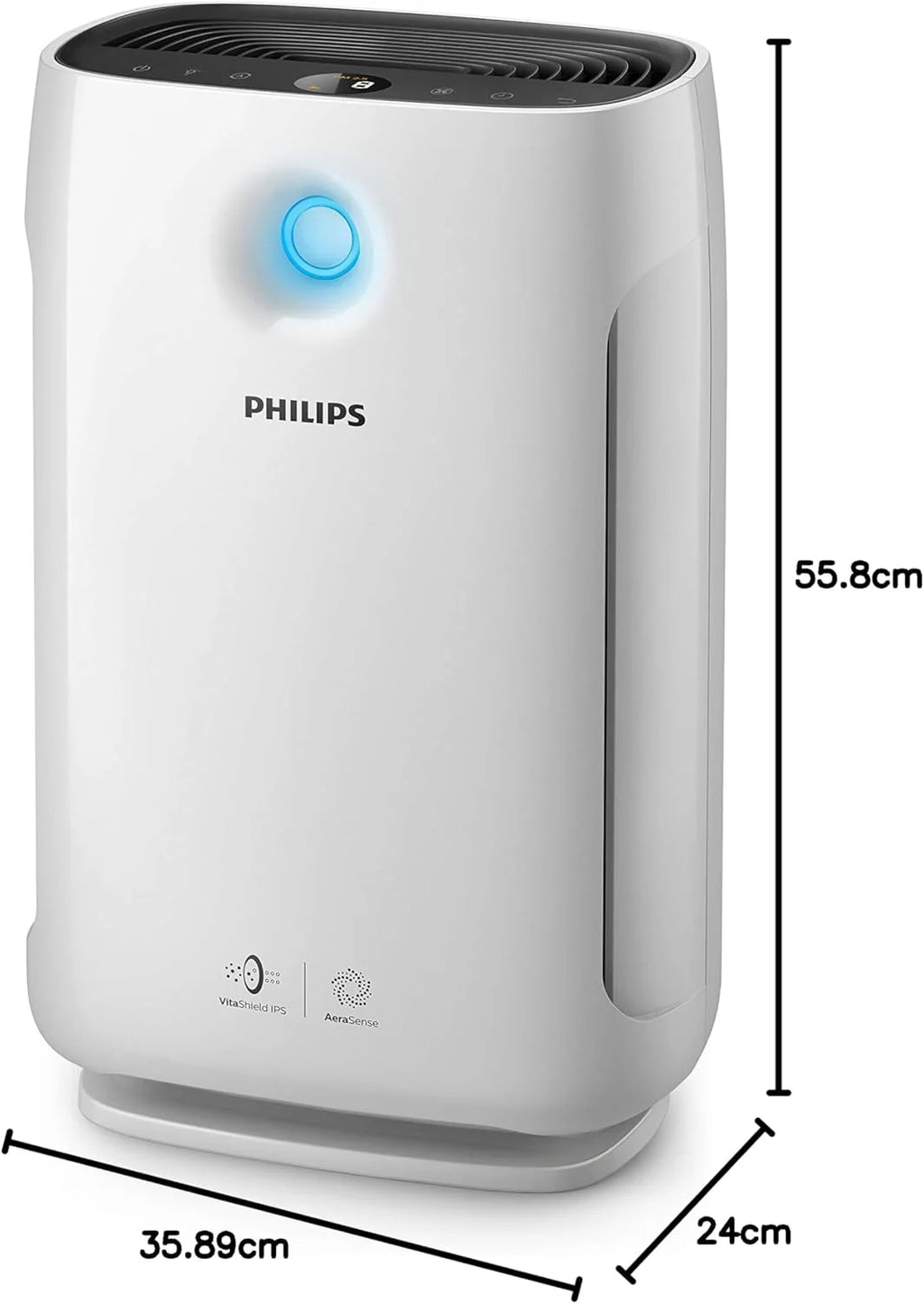 Philips Seria 2000 Oczyszczacz Powietrza - Usuwa Zarazki, Pył i Alergeny w Pomieszczeniach do 79m², 3 Prędkości, Tryb Snu (AC2887/10) [Klasa energetyczna A]