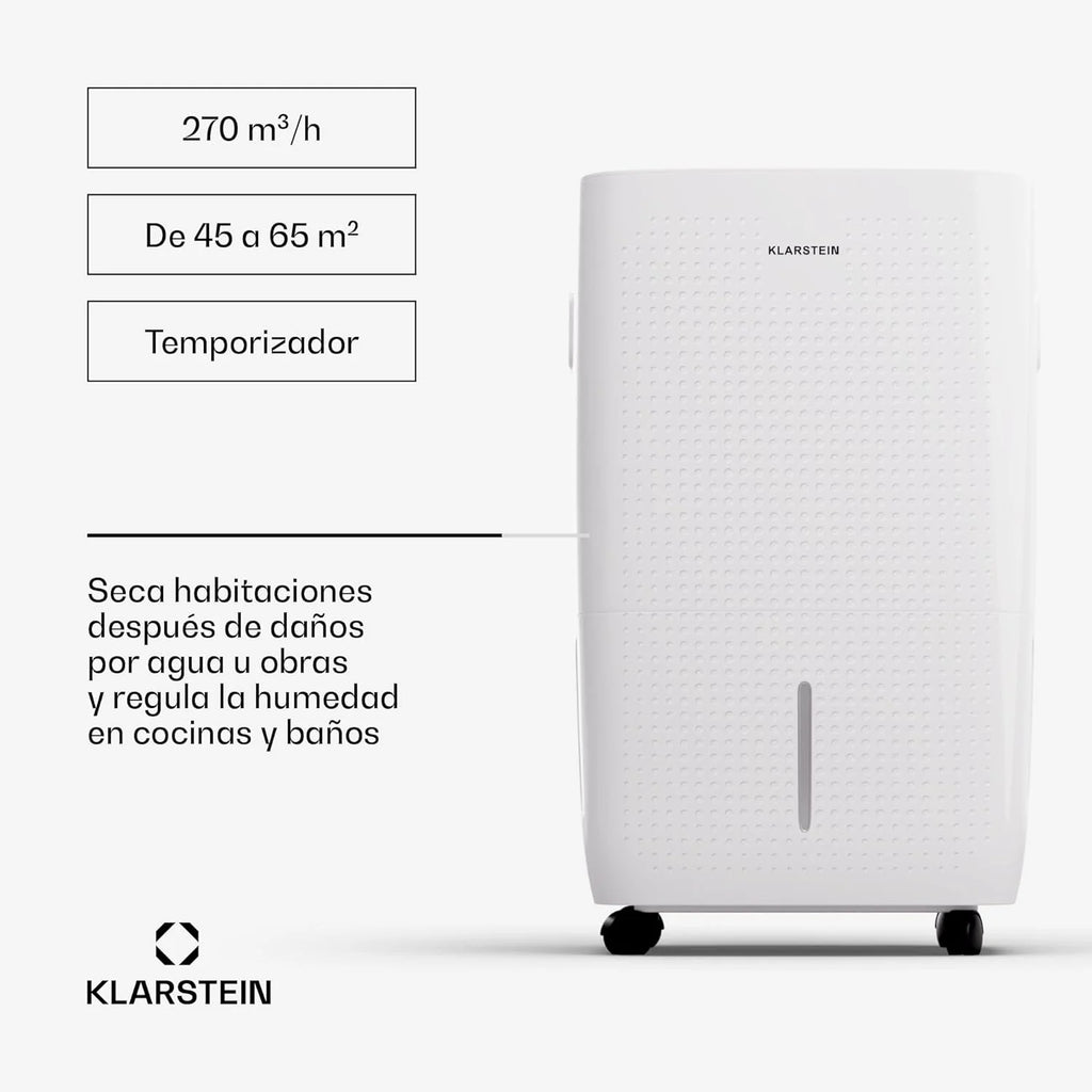 Klarstein Elektryczny osuszacz powietrza do 65 m2, inteligentny osuszacz powietrza do mieszkania, łazienki i piwnicy, cichy, elektryczny osuszacz powietrza z aplikacją WLAN IoT, suszarka budowlana o
