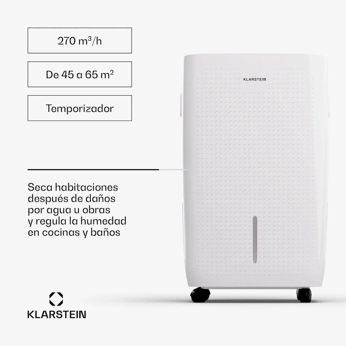 Klarstein Elektryczny osuszacz powietrza do 65 m2, inteligentny osuszacz powietrza do mieszkania, łazienki i piwnicy, cichy, elektryczny osuszacz powietrza z aplikacją WLAN IoT, suszarka budowlana o