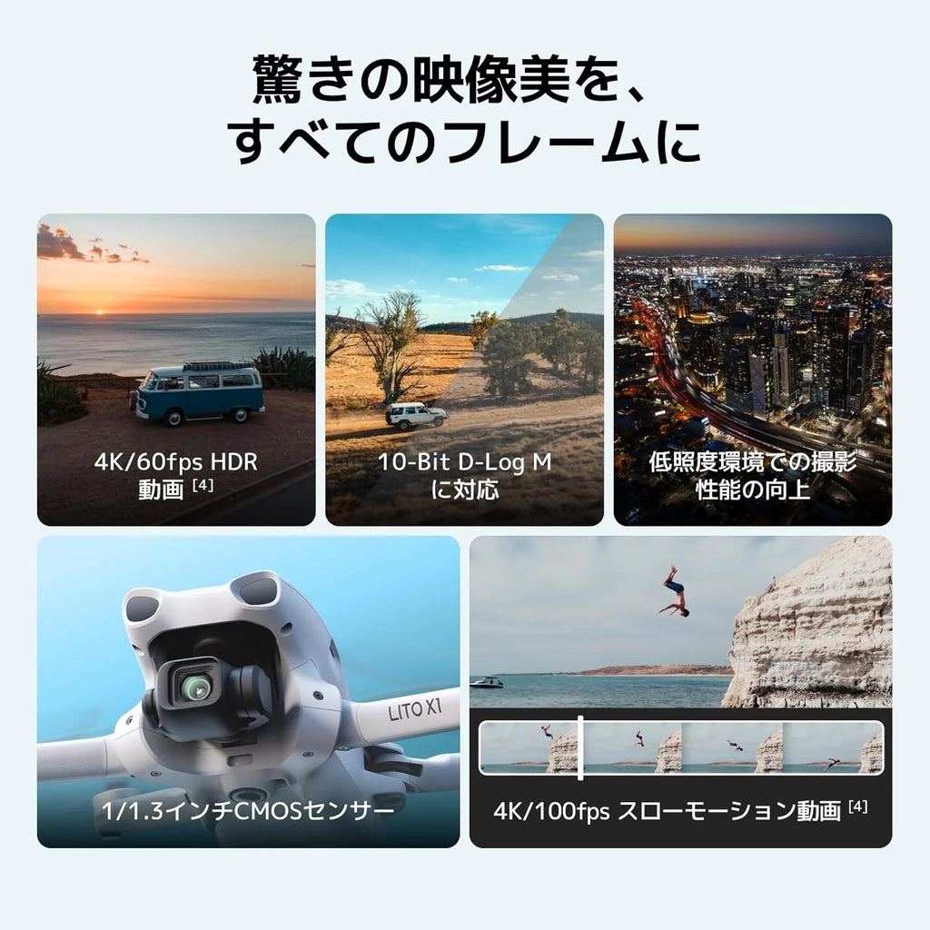 DJI Lito X1 Fly More Combo z kamerą DJI RC 2, dron 4K dla początkujących, wykrywanie przeszkód, ActiveTrack, czujnik 1/1,3 cala, lekki dla dorosłych, transmisja wideo 15 km, 3 baterie, C0