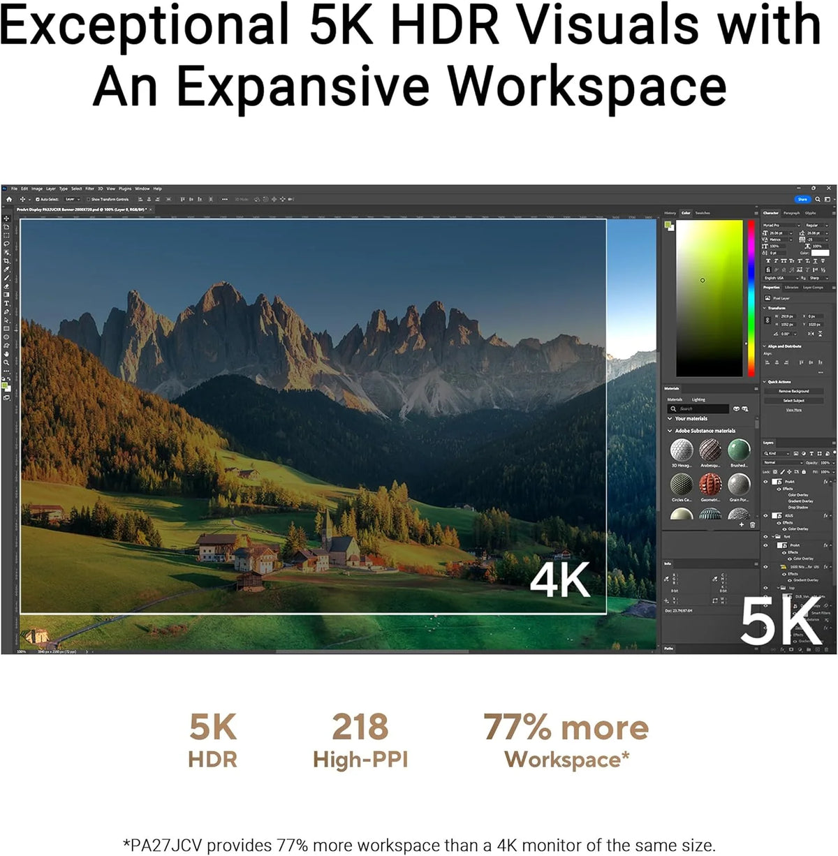 ASUS ProArt PA27JCV profesjonalny monitor 27 5K - 16:9, 5120 x 2880, 10-bitowy, LuxPixel AGLR, Auto KVM, ergonomiczny, Calman, DisplayHDR 500 - DisplayPort, HDMI, 96 W USB-C, koncentrator USB