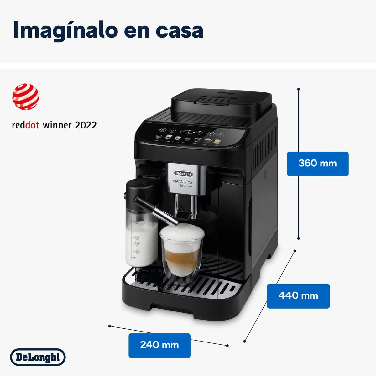 De'Longhi Magnifica Evo Ecam 292.81.B W Pełni Automatyczny Ekspres do Kawy z Dyszą do Spieniania Mleka, 7 Przycisków do Różnych Rodzajów Kaw, Intuicyjny Panel Sterowania, 2 Filiżanki, Czarny