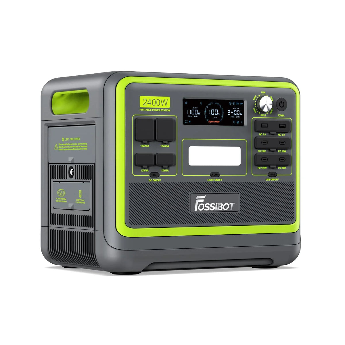 FOSSIBOT-Polska F2400 przenośna stacja zasilania, Generator solarny 2048 Wh LiFePO4 akumulator zapasowy z wyjściami 2400 W AC Z kontrolą APP