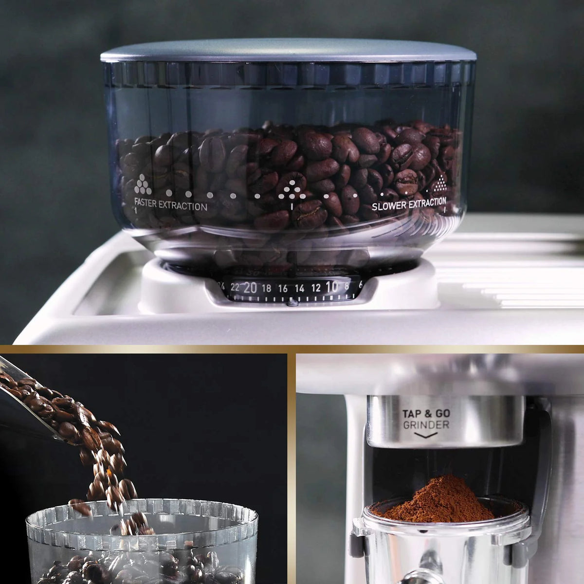 Breville Barista Max Ekspres do kawy Kolbowy VCF126X, Zbiornik na wodę 2.8L, Zintegrowany młynek do kawy i spieniacz do mleka, 15 Bar, Stal Szczotkowana