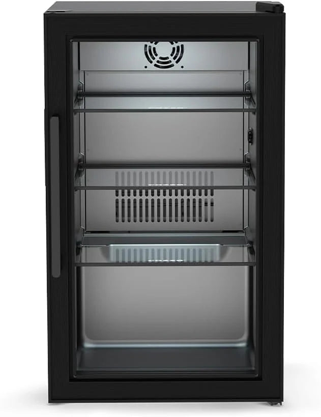 Cozze® Elements Lodówka do kuchni outdoor 63 l – chłodziarka na napoje z drzwiami ze szkła hartowanego, LED, wyświetlacz cyfrowy, 3 regulowane półki – kompresor 3–10°C, wtyczka IP44
