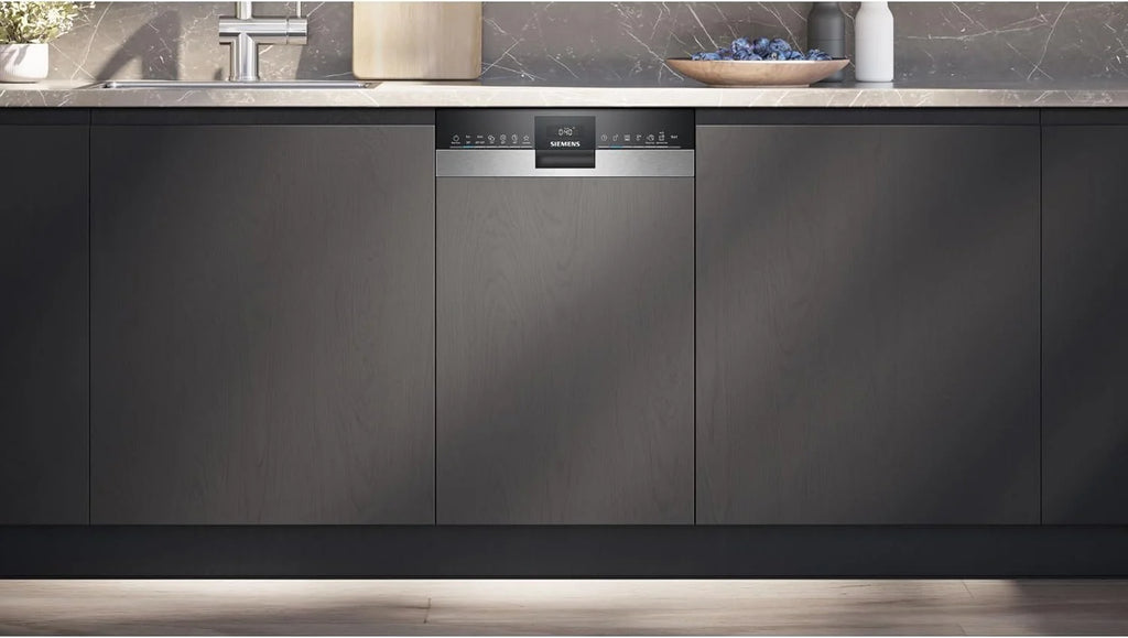 Siemens SR53HS74KE, iQ300, inteligentna, częściowo zintegrowana zmywarka, 45 cm, program Eco 50°C, varioSpeed Plus, kosz górny z regulacją wysokości, rackmatik, zabezpieczenie przed dziećmi