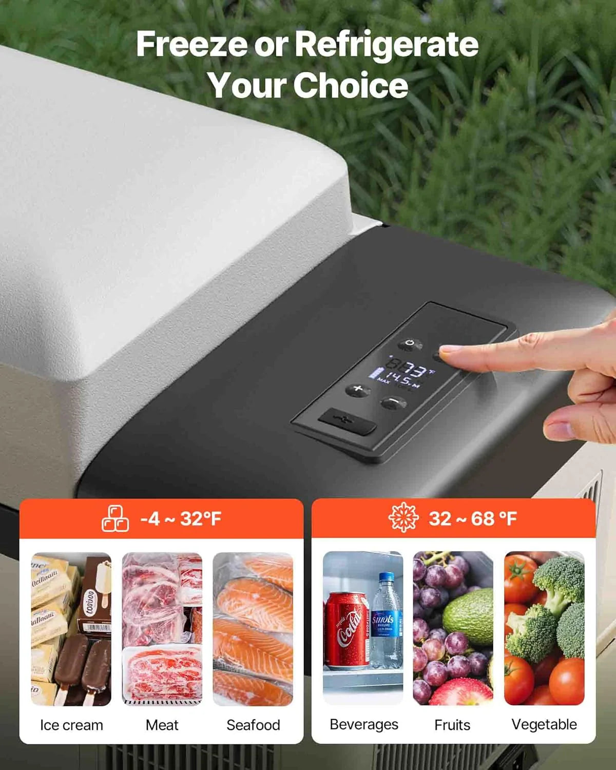 VEVOR Przenośna lodówka elektryczna 80 W, 12/24 V, wydajne chłodzenie -20℃ - 20℃ z niskim poziomem hałasu 45 dB, do samochodów i kamperów (55 l)