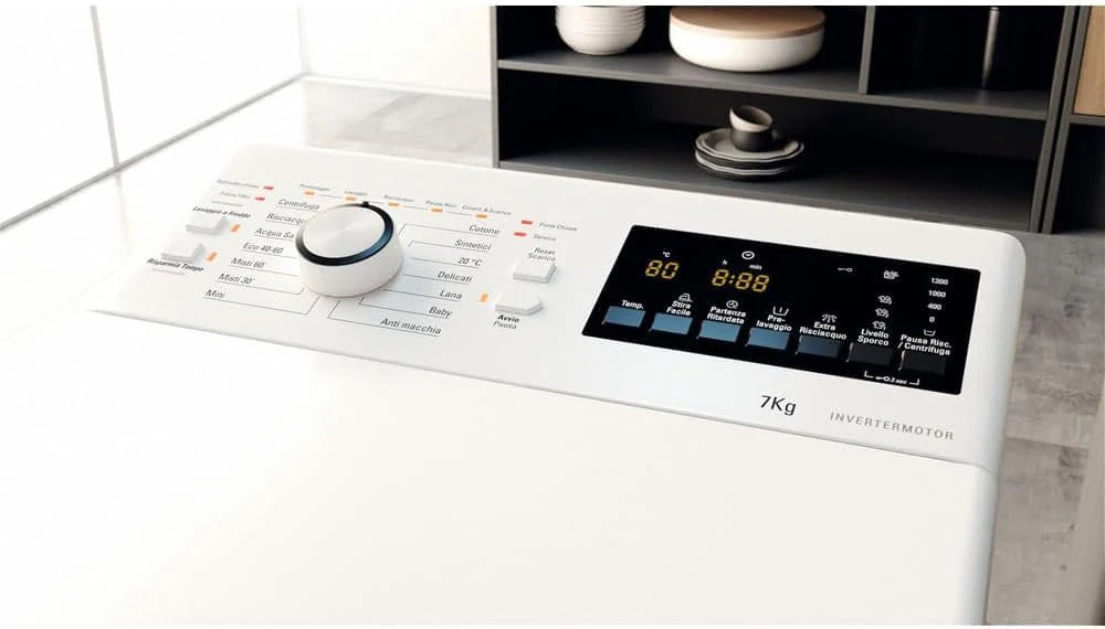 Hotpoint Ariston WMTG725BIT pralka ładowana od góry, wolnostojąca, 7 kg, 1200 obr./min, klasa B, biała