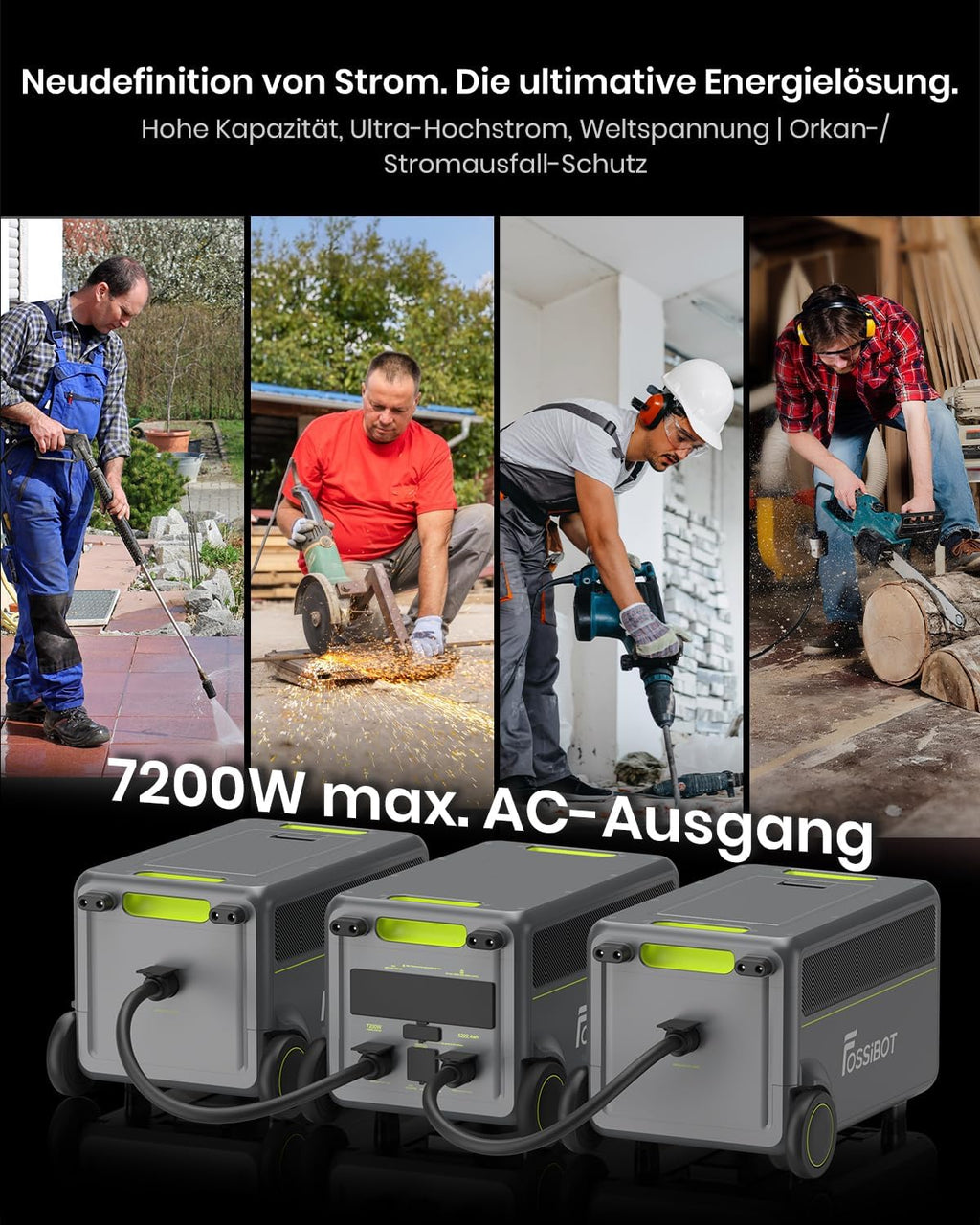 FOSSiBOT - POLSKA F2400, Przenośna stacja zasilająca 2048 Wh/2400W LiFePO4 UPS Generator słoneczny, 5-letnia gwarancja