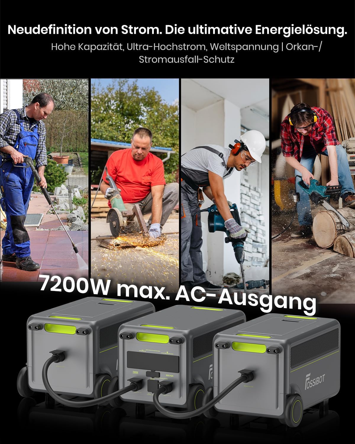 FOSSiBOT - POLSKA F2400, Przenośna stacja zasilająca 2048 Wh/2400W LiFePO4 UPS Generator słoneczny, 5-letnia gwarancja