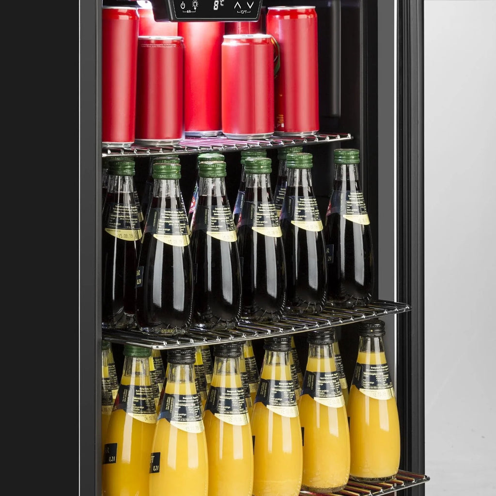 Klarstein Beersafe XL lodówka na napoje - szklane drzwi, oświetlenie wewnętrzne LED, stal nierdzewna, 201 l, srebrna