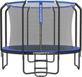 SONGMICS Trampolina Ø 366 cm, trampolina ogrodowa dla dzieci z siatką zabezpieczającą, drążki o wysokości 180 cm, osłona krawędzi, drabinka, rama stalowa, czarno-niebieski STR123Q01