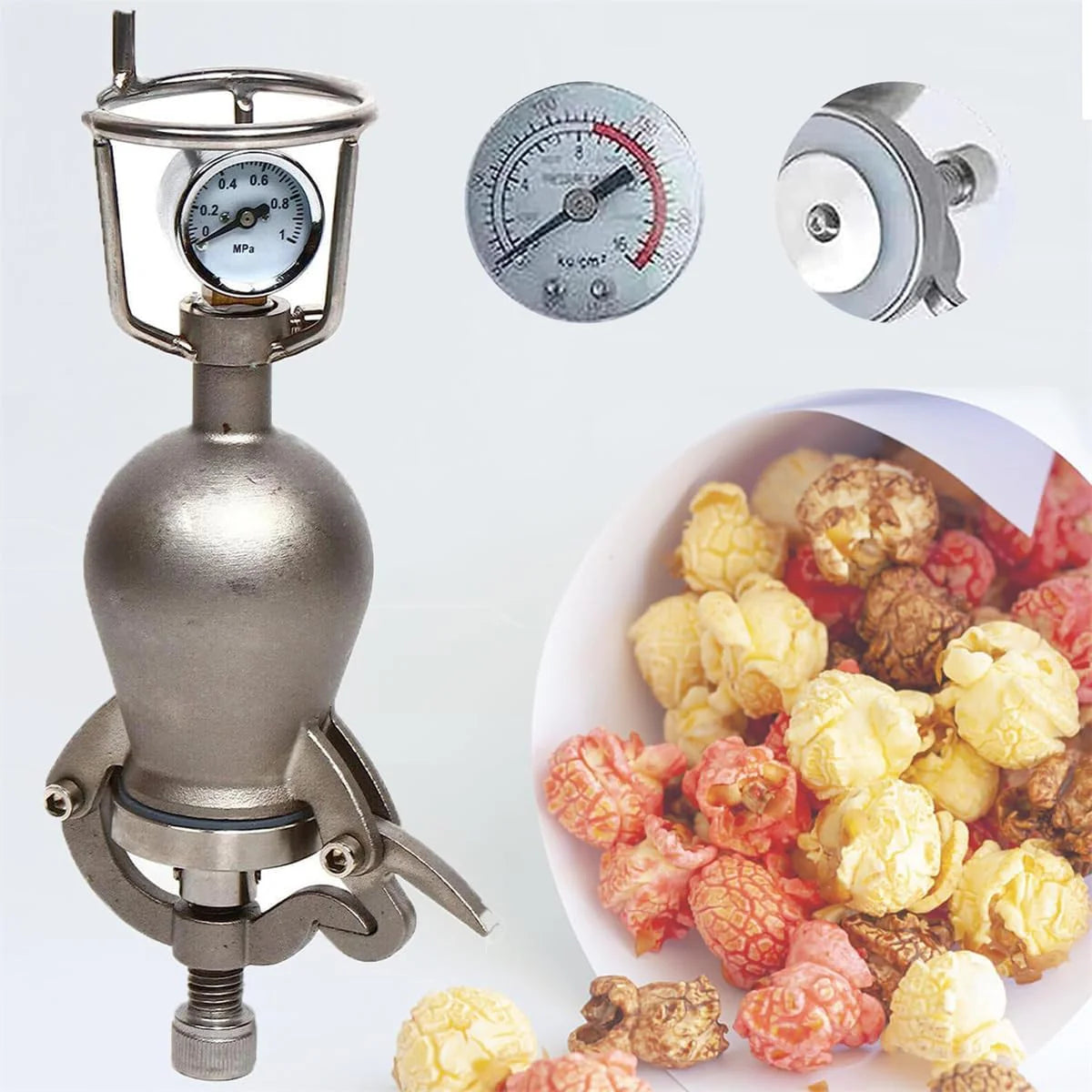 Ręczna maszyna do popcornu, mini garnek do popcornu ze stali nierdzewnej, popcorn do popcornu na rodzinne spotkanie, 260 ml ，Maszyna do popcornu(300ml)