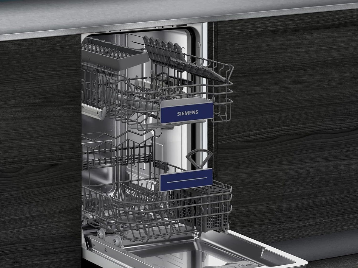 Siemens SR53HS74KE, iQ300, inteligentna, częściowo zintegrowana zmywarka, 45 cm, program Eco 50°C, varioSpeed Plus, kosz górny z regulacją wysokości, rackmatik, zabezpieczenie przed dziećmi