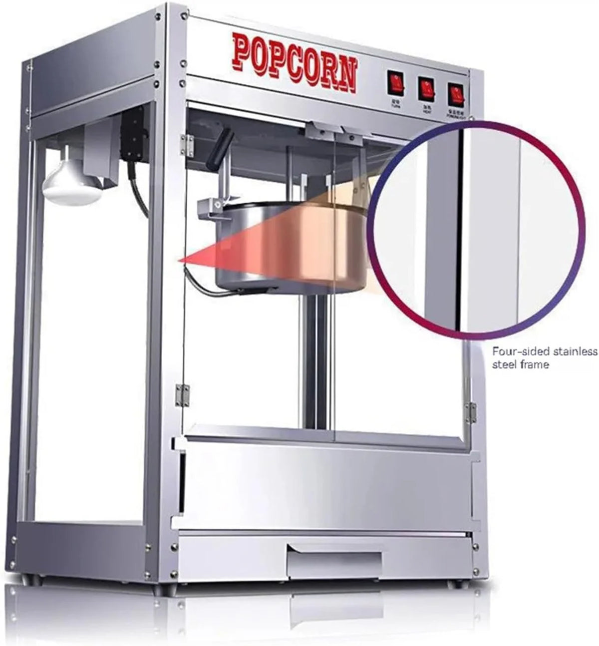 Maszyna do popcornu Komercyjna maszyna do popcornu Elektryczna maszyna do dmuchanego ryżu Automatyczna maszyna do popcornu ze stali nierdzewnej Profesjonalna maszyna do popcornu ze stali nierdzewnej M