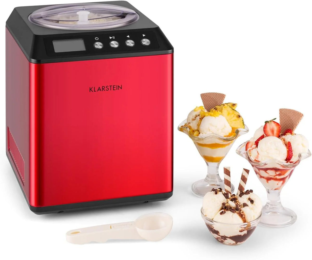 Klarstein Vanilla Sky - maszyna do lodów, maszyna do lodów, funkcja utrzymywania chłodu, minutnik, czas przygotowania: 30-40 min, wyświetlacz LED, łatwe czyszczenie, stal nierdzewna, 250 W - czarny, 2,5 l