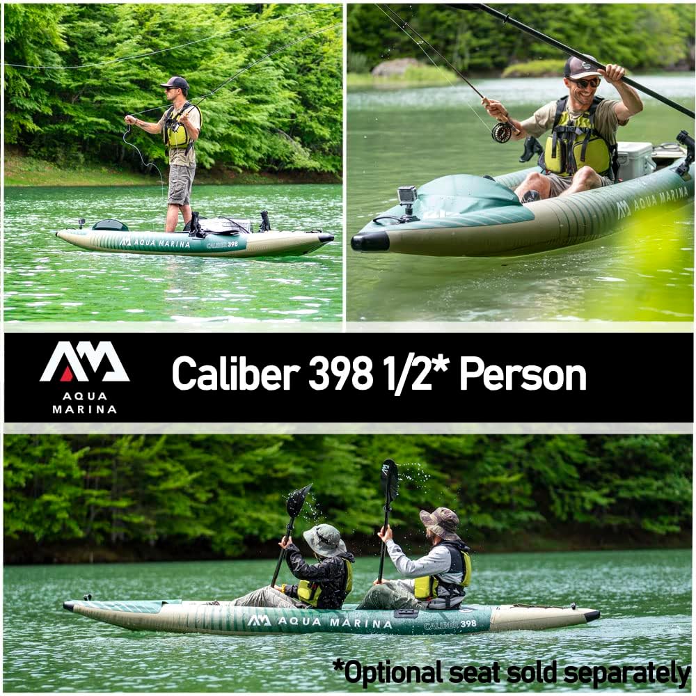 Aqua Marina CALIBER 398 Kajak Fusion, wędkarski, dla 1/2 osób, 398 cm, zielony