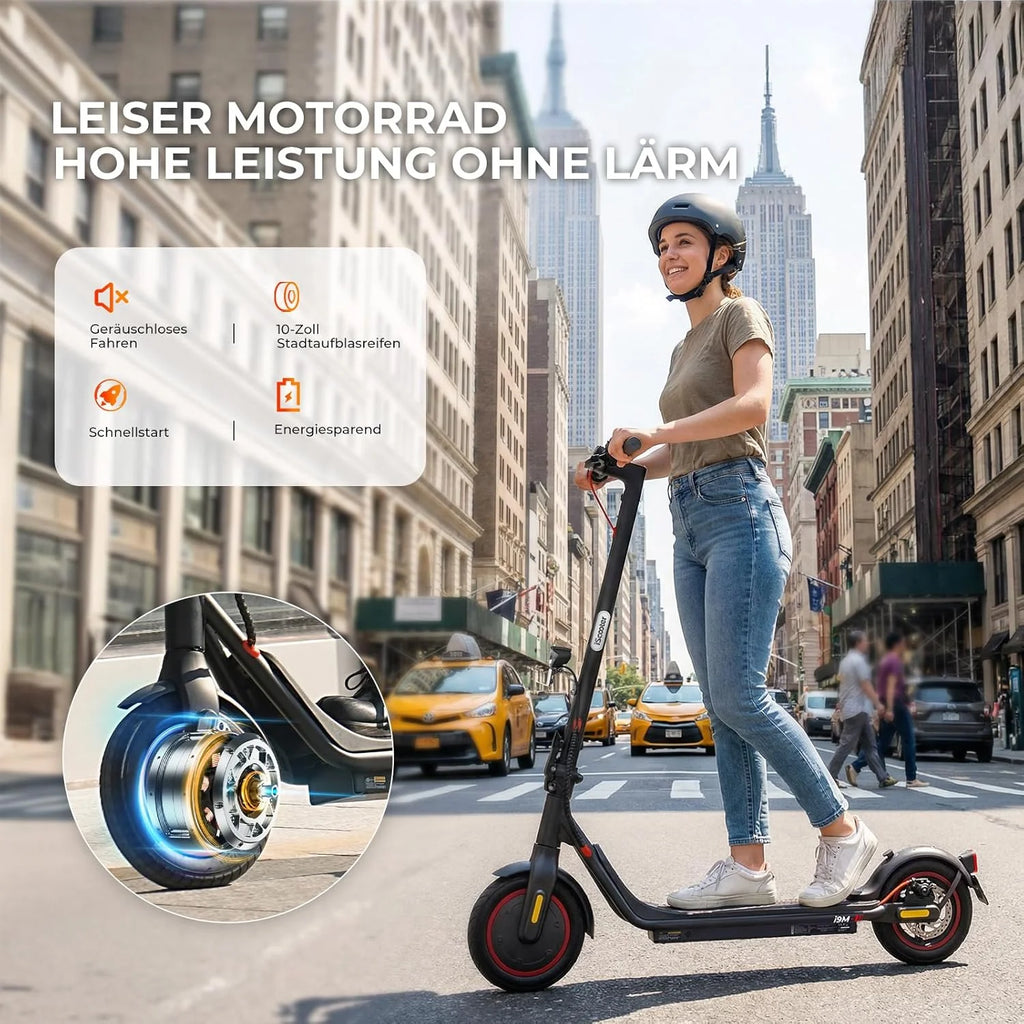 iScooter Skuter elektryczny z dopuszczeniem do ruchu drogowego dla dorosłych ze sterowaniem za pomocą aplikacji Smart App maks. zasięg 25/30 km, ABE składana hulajnoga elektryczna z oponami