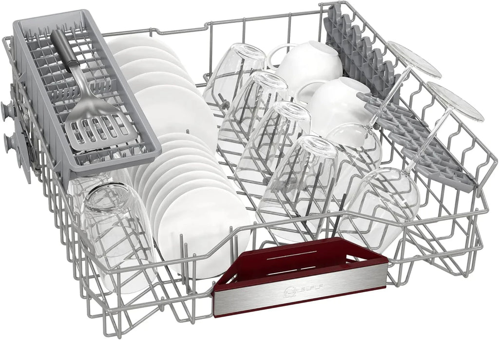 Neff S125EBS16E, N 50, inteligentna zmywarka do naczyń 60 cm, do zmywarki, wyprodukowano w Niemczech, kosz na sztućce, bardzo cichy, otwarty, intensywne czyszczenie w 70ºC, ulubiona, stal
