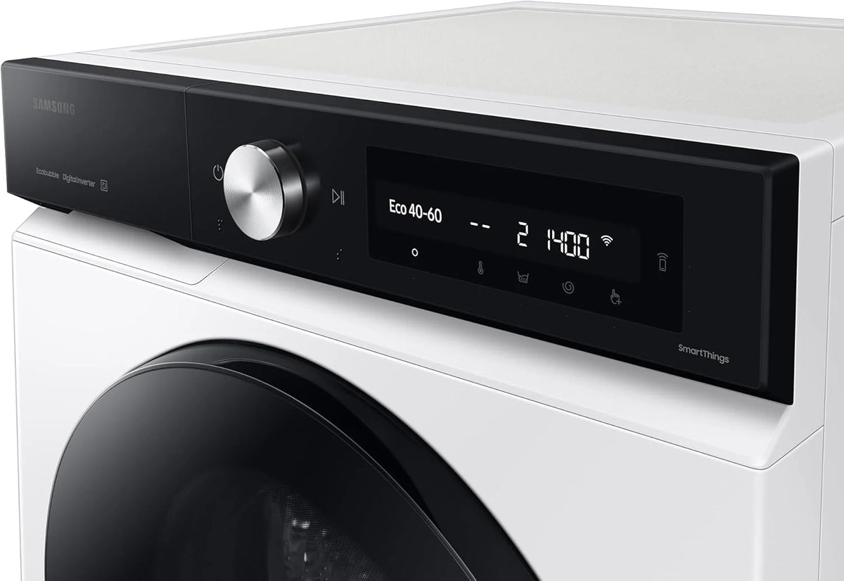 Samsung WW90DB7U94GEU3 - Pralka AI EcoBubble, 9 kg, A-20% z Super Speed 39, Samodawka, Para, Kolor Biały