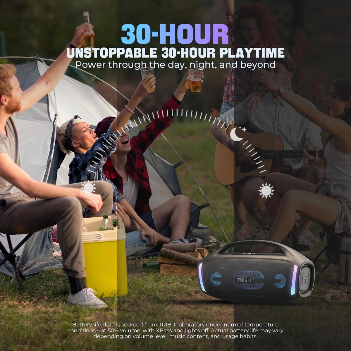 TRIBIT StormBox Blast 2 Głośnik Bluetooth 200W, Przenośny z Subwooferem, XBass, LED, Bluetooth 5.4, IP67, Korektor EQ, 30H Odtwarzania, Funkcja Karaoke – Idealny na Imprezy Plenerowe i Plażę