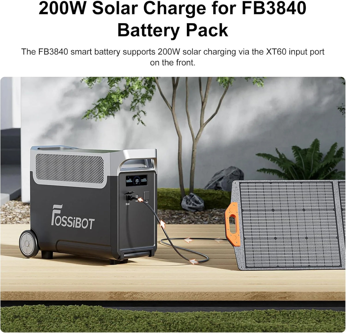 FOSSiBOT F3600 Pro Generator z panelem solarnym 420 W, przenośne zasilanie LiFePO4 3840 Wh, 3 x 230 V AC 3600 W (szczyt 7200 W), generator burzowy, oświetlenie LED do biwakowania, kampera, awarii