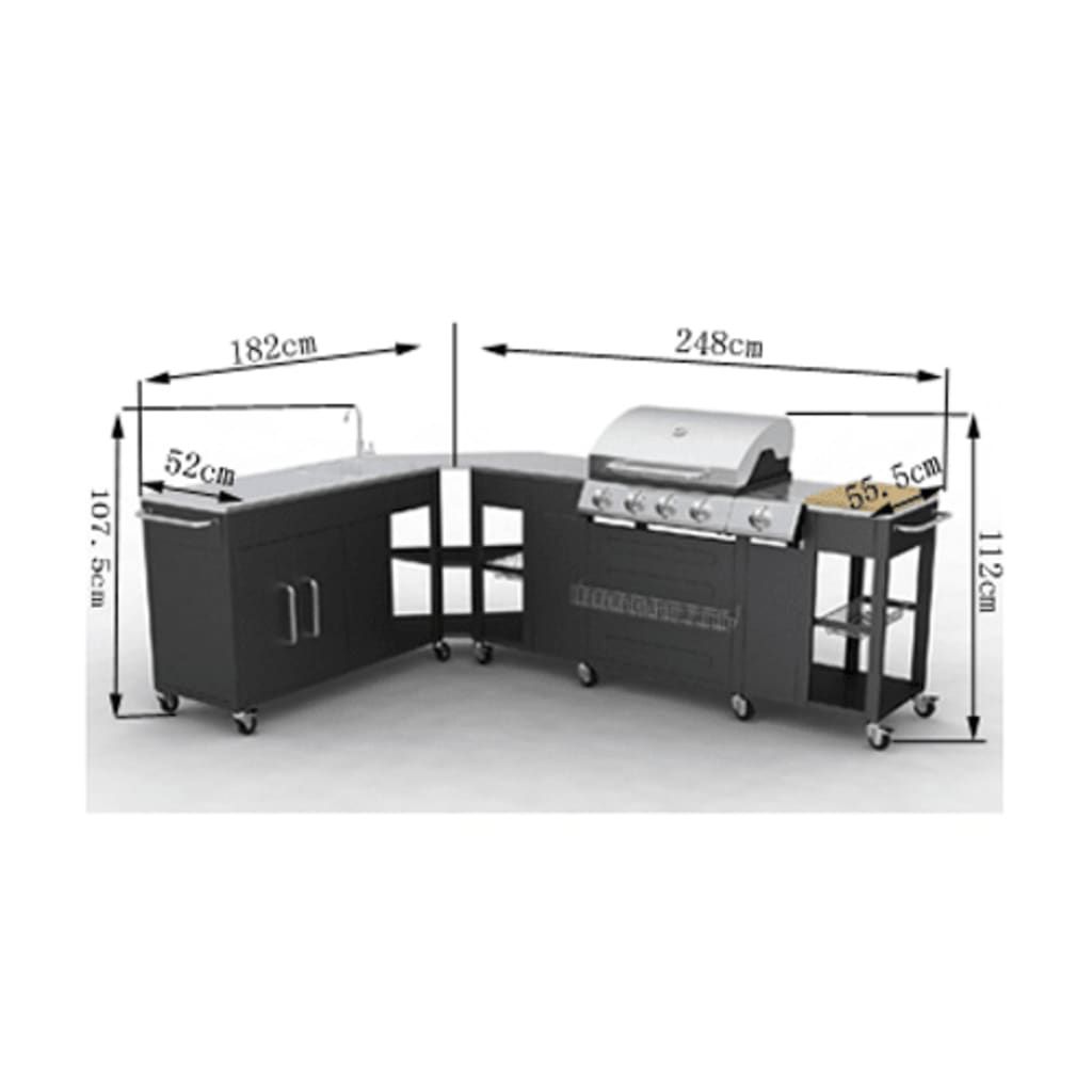 Vidaxl 4+1 palnikowy grill gazowy
