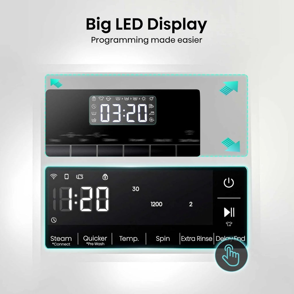 Hisense WF3S1043BB3 pralka z funkcją pary, 10,5 kg, 1400 U-Min-ConnectLife16 programów antyalergicznych, program do prania dla niemowląt, pranie automatyczne pranie QuickWash, 15 min, puch-Eco 40-60°C