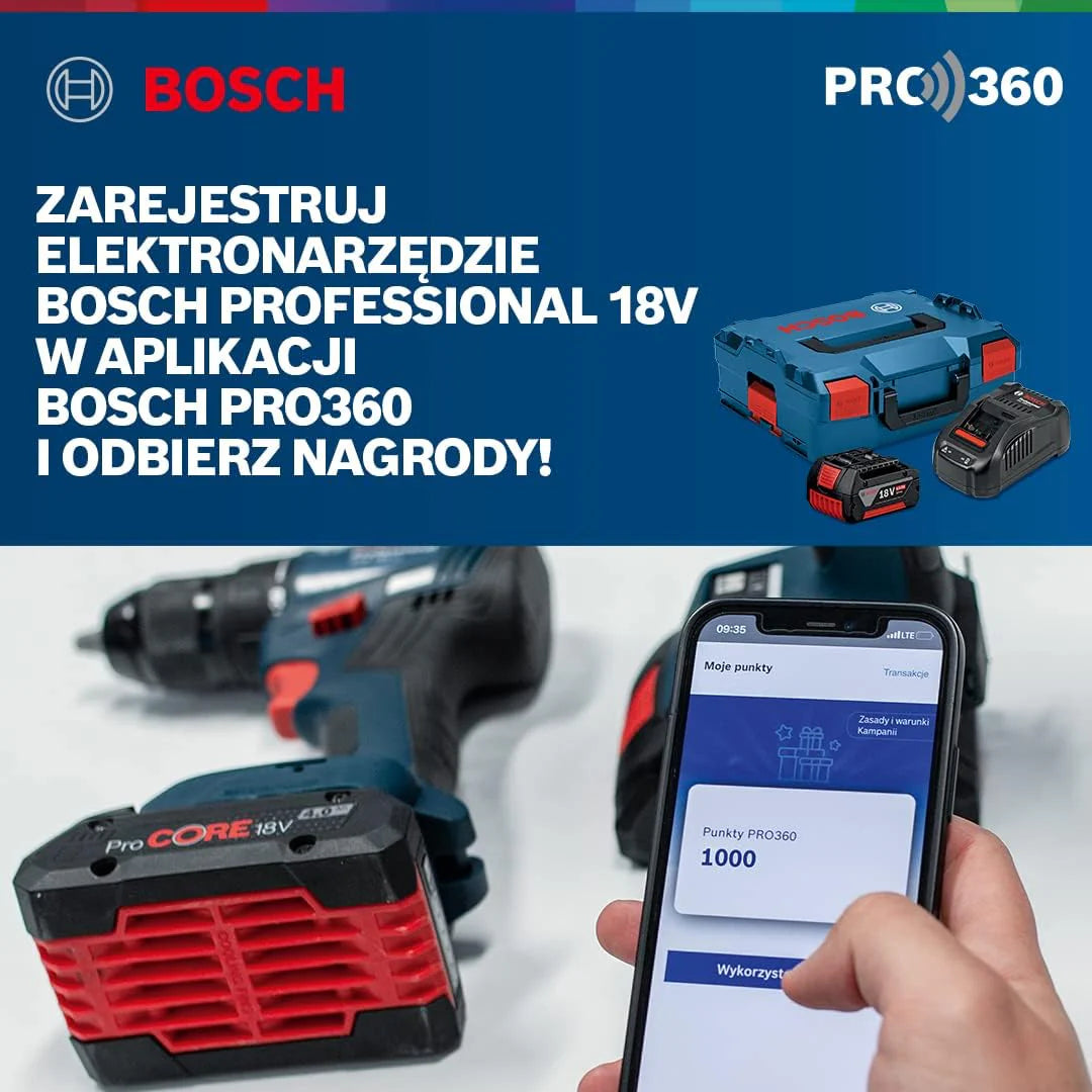 Bosch Professional system 18V: akumulatorowa wiertarko-wkrętarka udarowa GSB 18V-50 (2 akumulatory GBA 18V 4.0Ah, szybka ładowarka GAL 18V-40, walizka L-Case i akcesoria) - Amazon Exclusive Set
