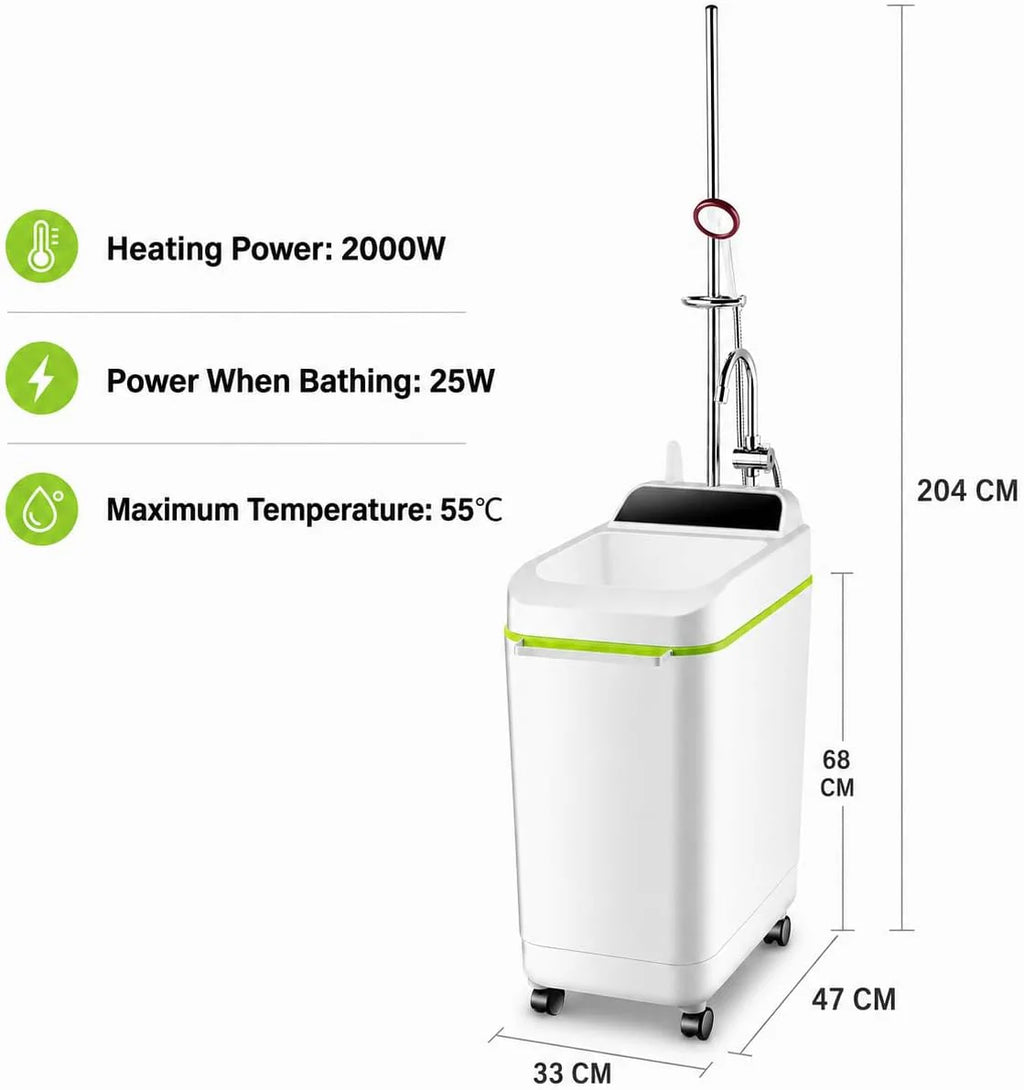 Przenośny podgrzewacz wody, 50 l, 2000 W, kempingowa maszyna prysznicowa z automatycznym wyłączaniem do przyczep kempingowych, podróży i kąpieli zwierząt domowych