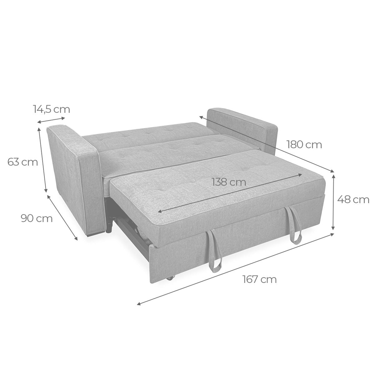 Sofa Vienna 2-osobowa z podłokietnikami, szara, nowoczesny, praktyczny i funkcjonalny design