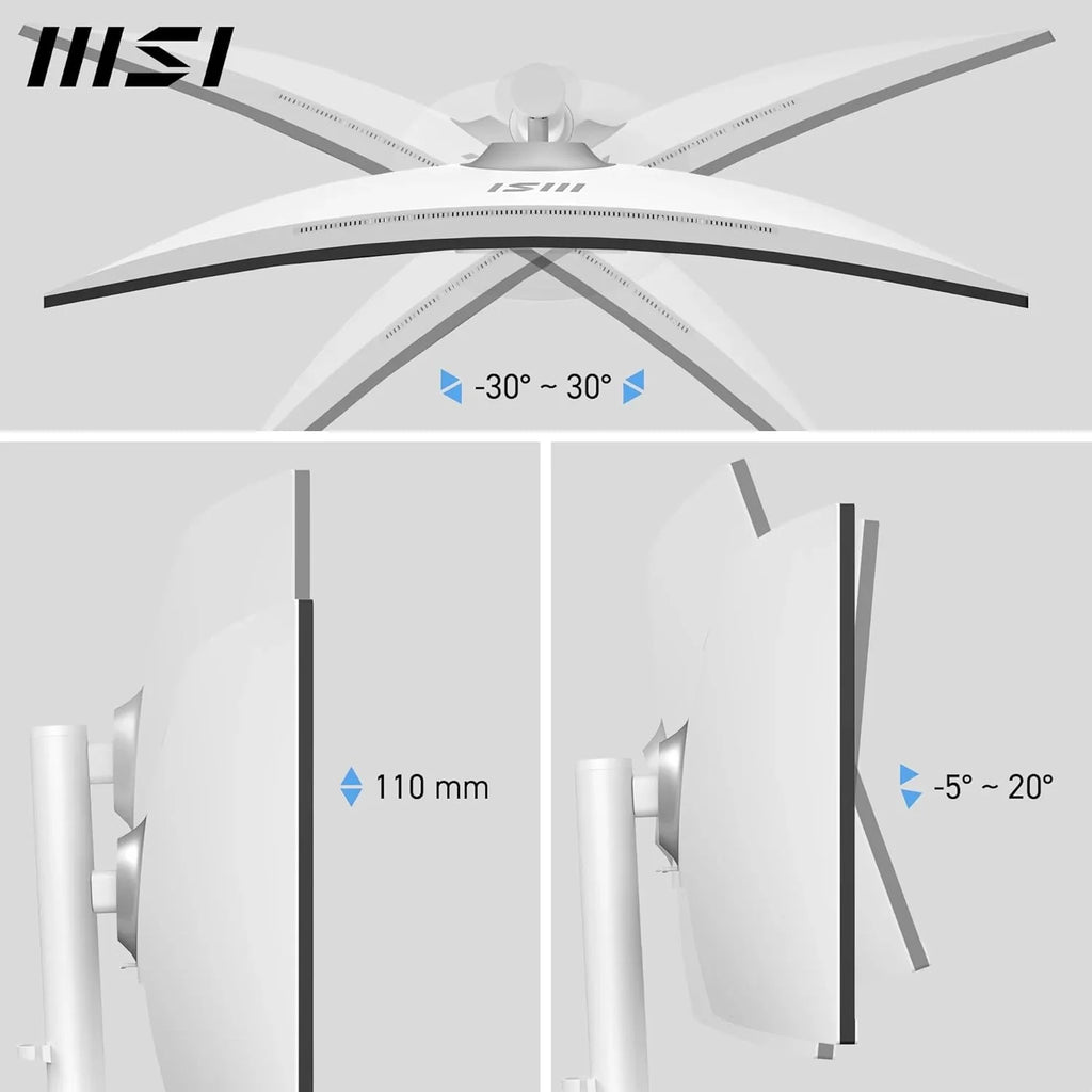 MSI Nowoczesny MD342CQPW 34'' ekran PC UWQHD zakrzywiony 1500R - Panel VA 3440 x 1440, KVM, PIP/PBP, szeroka gama kolorów, komfort oczu, wbudowane głośniki, regulacja 3-osiowa - HDMI 2.0b, DP 1.4