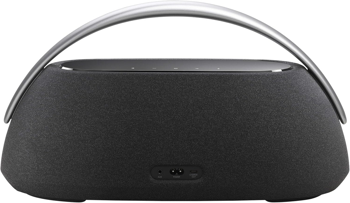 Harman Kardon Go+ Play 3 Bezprzewodowy Głośnik Bluetooth z Mikrofonem, USB, Wbudowanym Akumulatorem, 8h Odtwarzania i Dźwiękiem Stereo, Szary